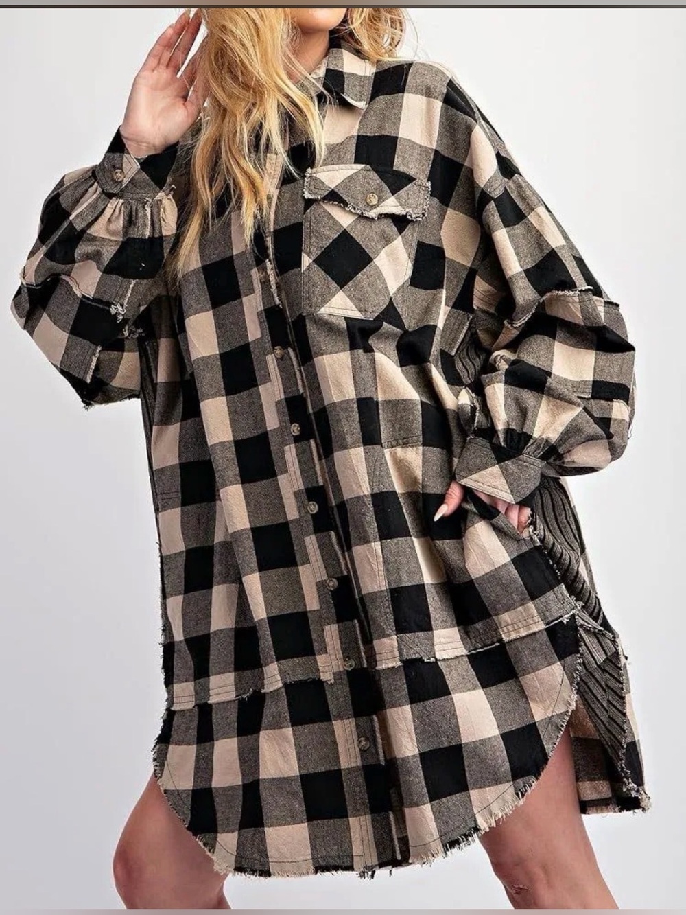 Easel oversize small preloved flannel dress or button up top